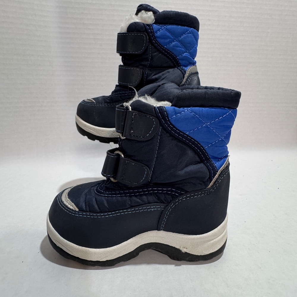 Apakowa Boys Navy Blue Winter Snow Boots Faux Fur Lined Size 23 EU